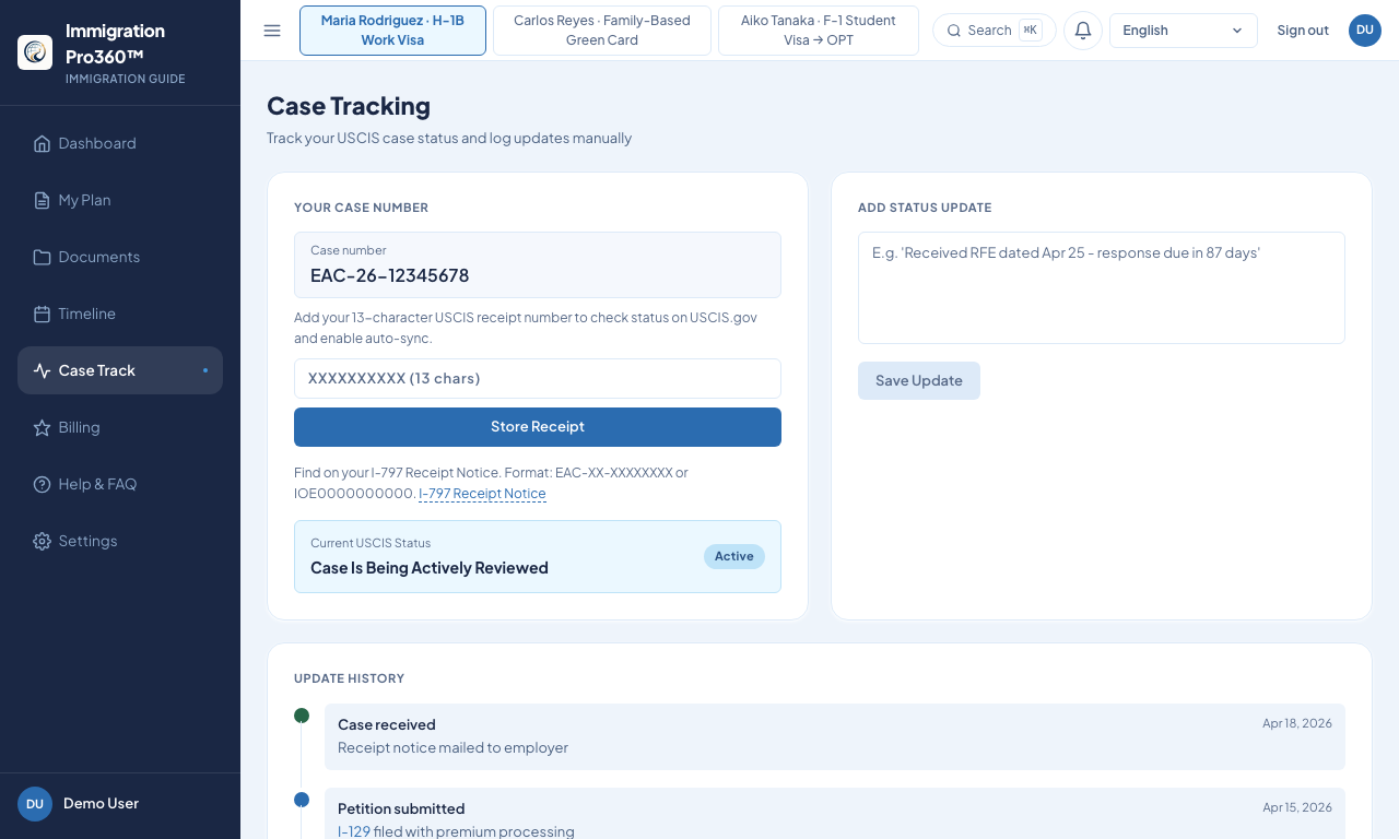 USCIS case tracking